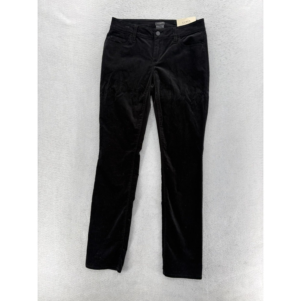 Ann Taylor Factory Curvy Skinny Leg Pants Womens 4 Black Velvet Jegging Career